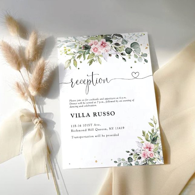 Blush Greenery Wedding Reception Enclosure Card (Creator Uploaded)