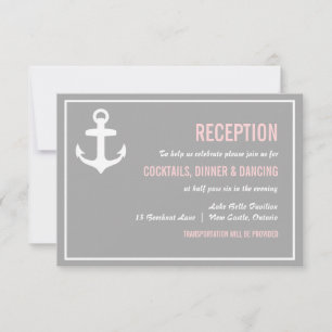 Blush & Grey Nautical Reception Card