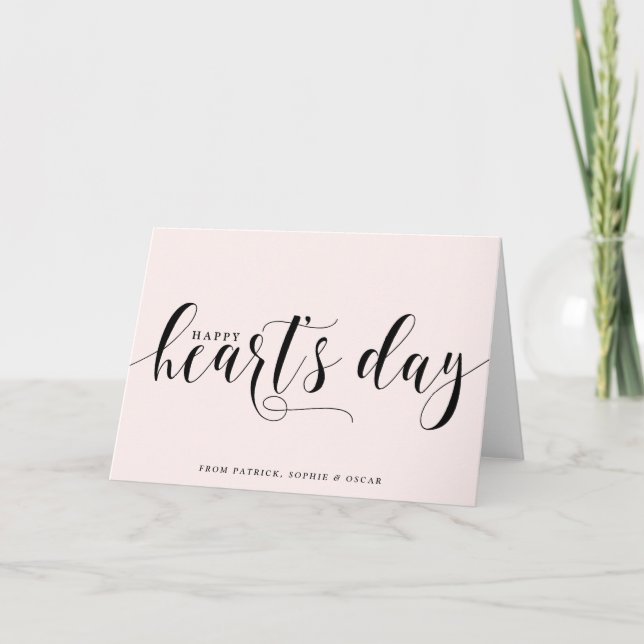 Blush Happy Heart's Day Script | Valentine's Day Holiday Card (Front)