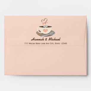 Blush Heart Coffee Cup Wedding Envelopes