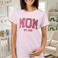 Blush Heart Mum Est Year Varsity Lettering Design