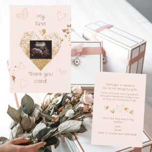 Blush Hearts My 1st Thank You Card Funny