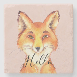 Blush Hello Fox Stone Coaster