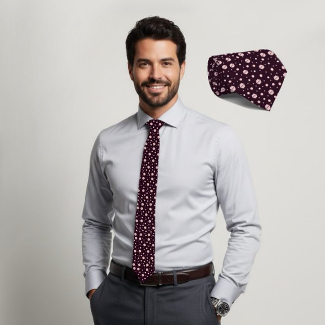 Blush Hexagon Geometric Dark Plum Tie (Creator Uploaded)
