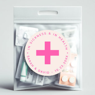 Blush Hot Pink Hangover Kit In Sickness and Health Classic Round Sticker