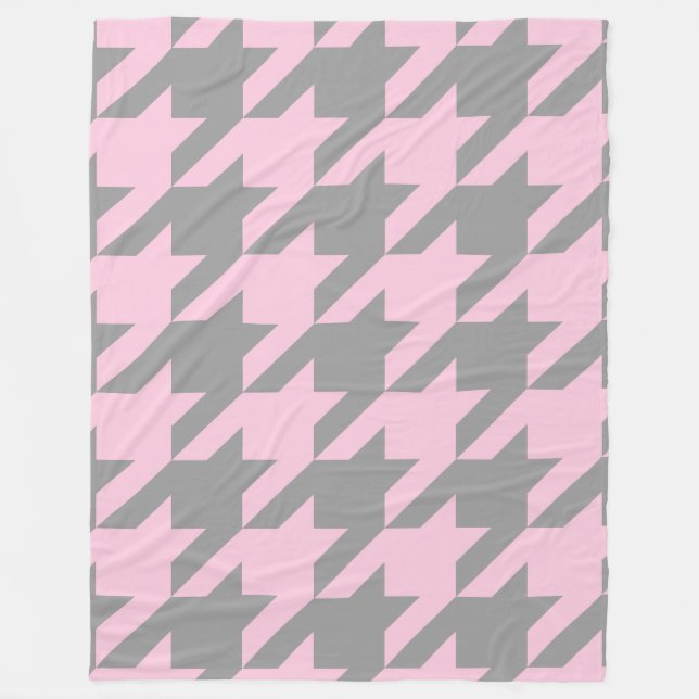 Blush Houndstooth Fleece Blanket (Front)