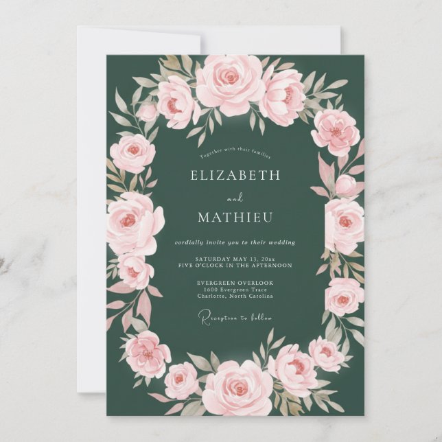 Blush Hunter Petal Wedding Invitation (Front)