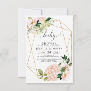 Blush Hydrangea Baby Shower Invitations
