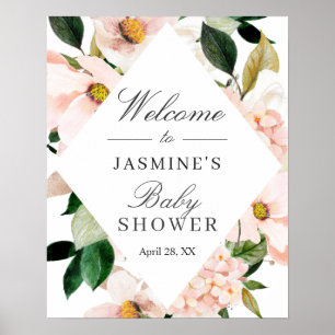 Blush Hydrangea Baby Shower Welcome Sign