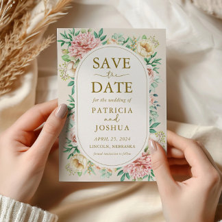 Blush Hydrangea Floral Save the Date Wedding Card