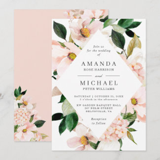 Blush Hydrangea Floral Wedding Invitation