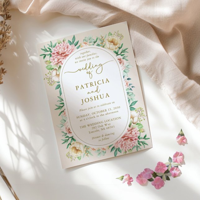Blush Hydrangea Floral Wedding Invitation Card (Creator Uploaded)