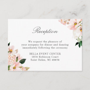 Blush Hydrangea Wedding Reception Card