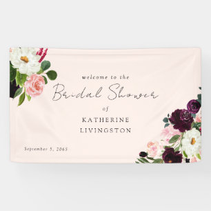Blush Indulgence Floral  Bridal Shower Welcome Banner