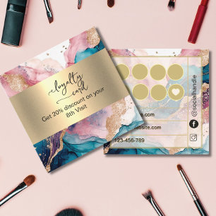 Blush iridescent Watercolor and Gold Foil Loyalty Card