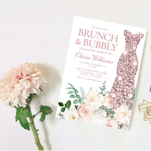 Blush Ivory Elegant Bridal Shower Brunch & Bubbly Invitation