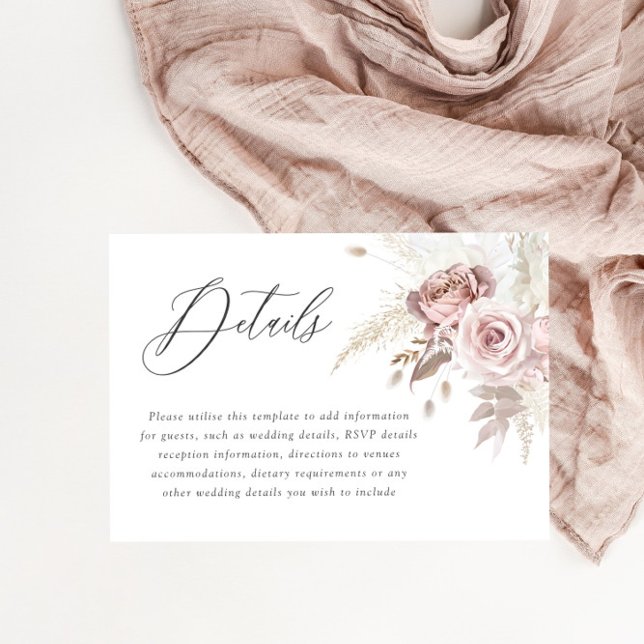 Blush & Ivory Floral Wedding Details Enclosure Card (Creator Uploaded)