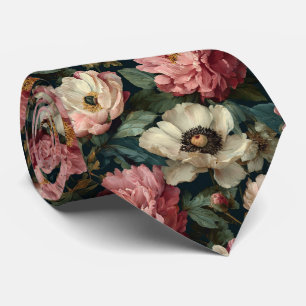 Blush & Ivory Peony Floral Garden Wedding Tie