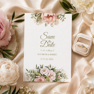 Blush & Ivory Peony Save the Date Invitation