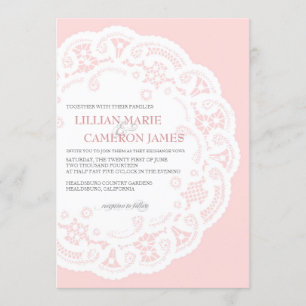 Blush Lace Doily Wedding Invitation
