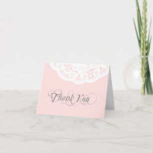 Blush Lace Doily Wedding Thank You Note Card