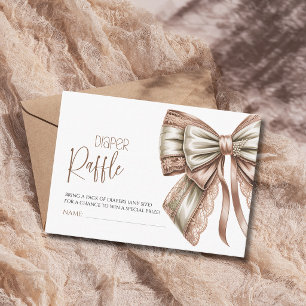 Blush Lace Pearl Bow Baby Shower Diaper Raffle Enclosure Card