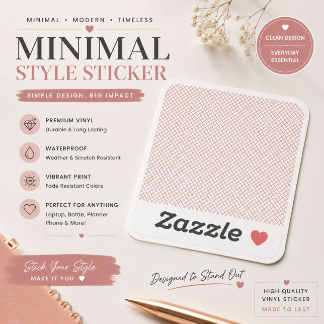 Blush Lattice Preppy Vinyl Sticker (Creator Uploaded)
