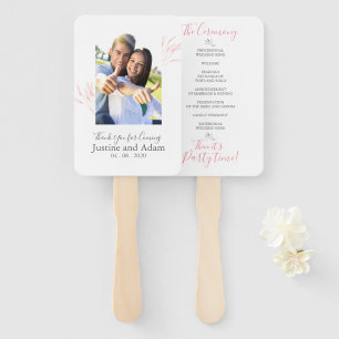 Blush Laurel Leaves Modern Wedding Program Hand Fan
