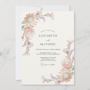 Blush Lavender Artistic Spring Wedding Invitation