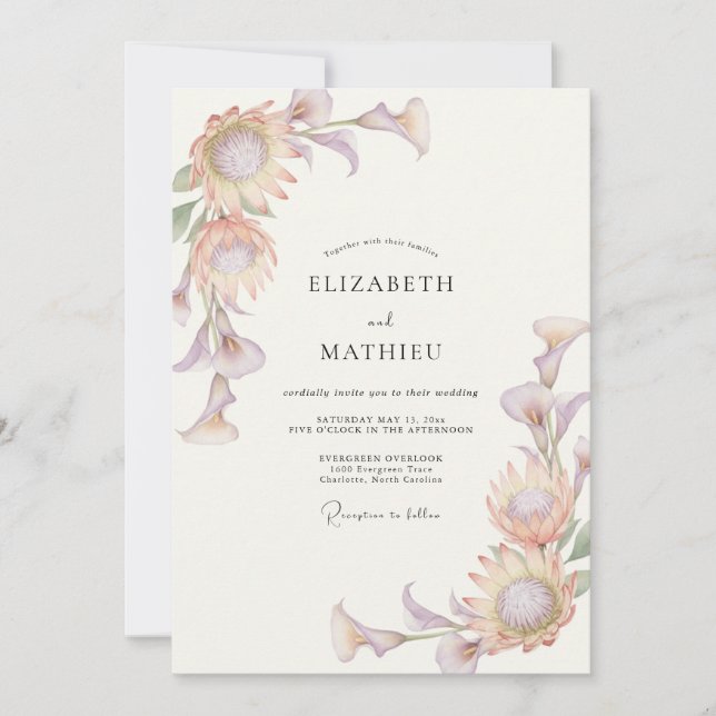 Blush Lavender Artistic Spring Wedding Invitation (Front)