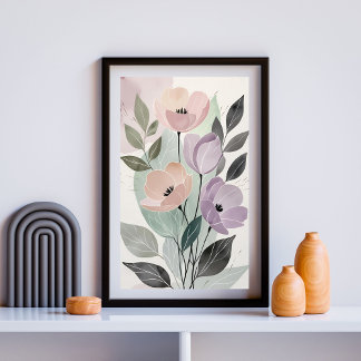 Blush & Lavender Botanical Elegance | Modern Flora Poster