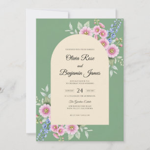 Blush Lavender Daisy Eucalyptus Wedding Invitation