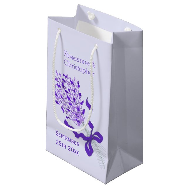 Blush Lavender Design Wedding Small Gift Bag (Front Angled)