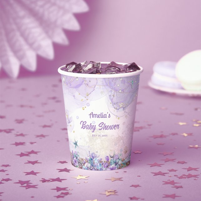 Blush Lavender Ocean Mermaid Party Paper Cups (Creator Uploaded)