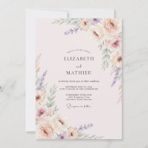 Blush Lavender Painted Wedding Invitation