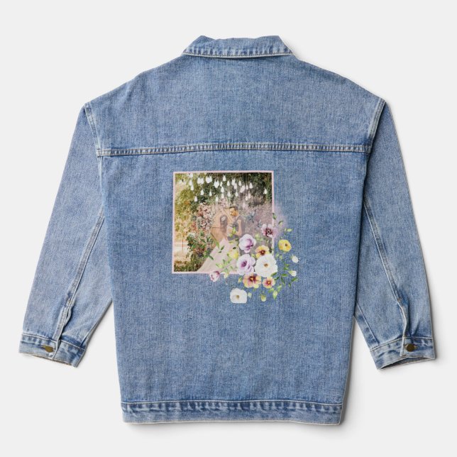 Blush Lavender Purple Floral Happily Ever After Denim Jacket (Back)