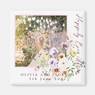 Blush Lavender Purple Floral Happily Ever After Magnet