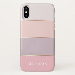Blush & Lavender Rose Gold Wide Stripes Case-Mate iPhone Case