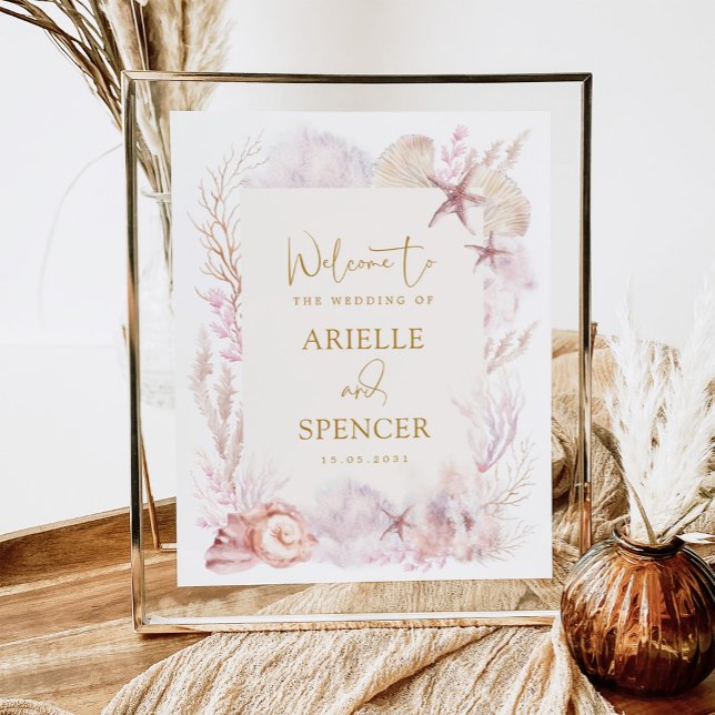 Blush Lavender Under the Sea Beach Wedding Welcome Poster (Creator Uploaded)