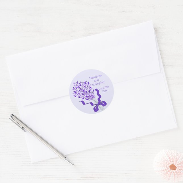 Blush Lavender Wedding Classic Round Sticker (Envelope)