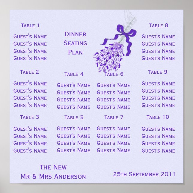 Blush Lavender Wedding Seating Poster (Front)