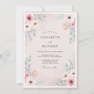 Blush Lavender Wildflower Wedding Invitation