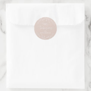 Blush Leaf Motif Personalised Thanksgiving Classic Round Sticker