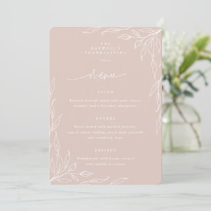 Blush Leaf Motif Thanksgiving Dinner Menu