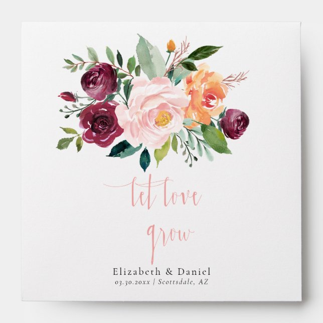 Blush Let Love Grow Boho Wedding Seed Packet  Envelope (Front)