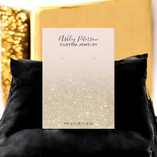 Blush light gold glitter jewellery earring display business card