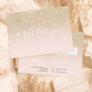 Blush light gold glitter ombre gift certificate