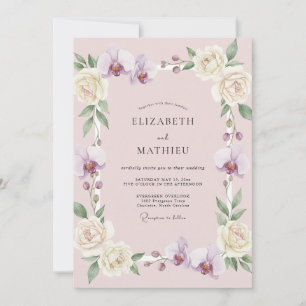 Blush Lilac Orchid Wedding Invitation