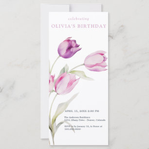 Blush Lilac Purple Floral Watercolor Tulips