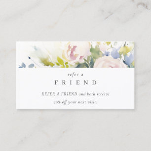 Blush Lilac Rose Floral Bunch Refer A Friend Business Card